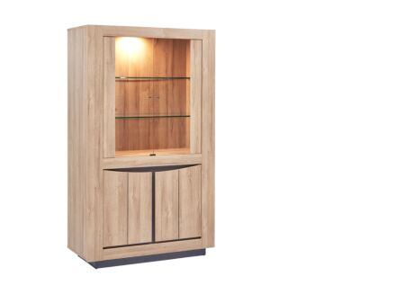 Vitrinekast 108cm - decor - French oak/grijs