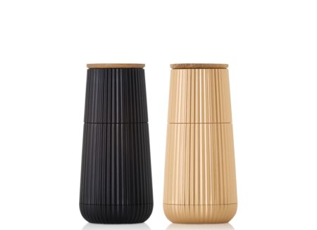 Peper en zoutmolen Scape H13cm - kunststof - zwart & goud