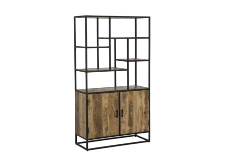 Opbergrek Lucho 100x40x180cm - mango massief - naturel/zwart