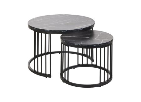 Bijzettafel decor & marmer - zwart - set van 2