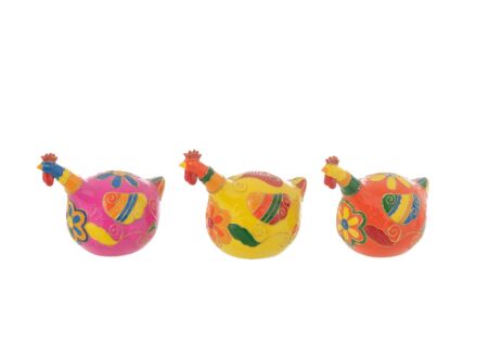 Beeldje Kippen H15cm - polystone - multicolor