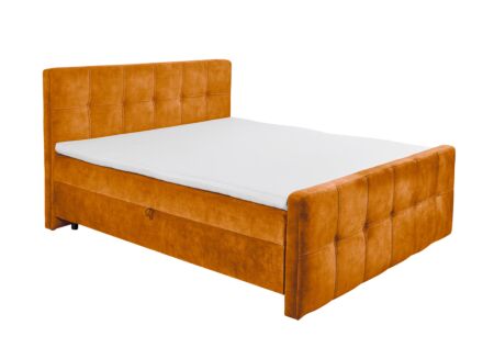 Bedbox Valetta 180x200cm - stof - amber met opbergruimte