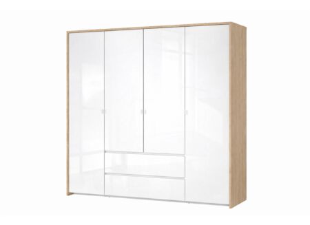 Kleerkast Next 197x58x202cm - melamine - glanzend wit & jackson hickory