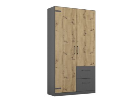 Kleerkast Butte 91cm - decor - artisanale eik/grijs