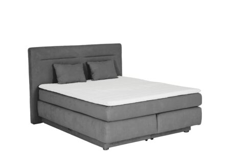 Boxspring Simone 180x200cm - stof - middengrijs met opbergruimte