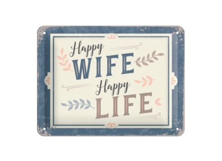 Plakkaat 15x20cm happy wife