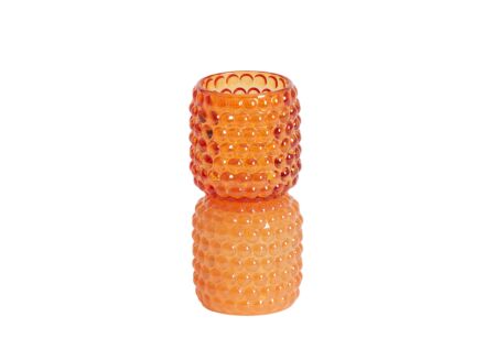 Theelichthouder Bublini H16cm - glas - oranje