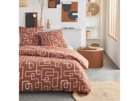 Dekbedovertrek TODAY Crazy 8 220x240cm - polyester - bruin
