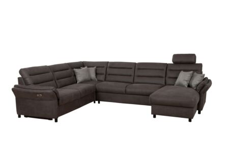 Hoeksalon Foreno 350x268cm - stof - grijs met relax