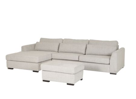 Hoeksalon Alcamo 331x184cm - stof - grijs met poef