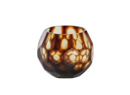 Theelichthouder Eliza H10cm - glas - bruin