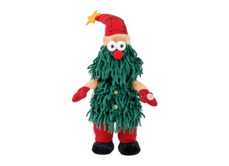 Kerstdecoratie Singing & Rocking 18x13x45cm - textiel - rood & groen