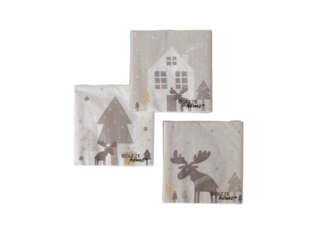 Serviette Vimmerby 17x17cm beige wit 20 stuks