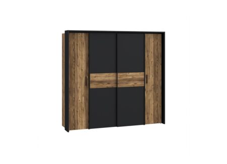Kleerkast Jabim 209cm - decor - bruin/zwart