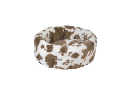 Hondenmand Cow Plush M 80x80x28cm - stof - wit & bruin