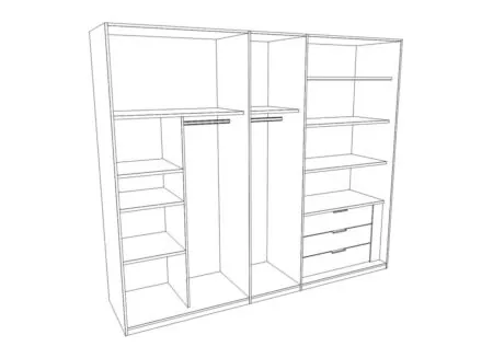 Kleerkast 226cm - decor - metallic grijs/artisanale eik