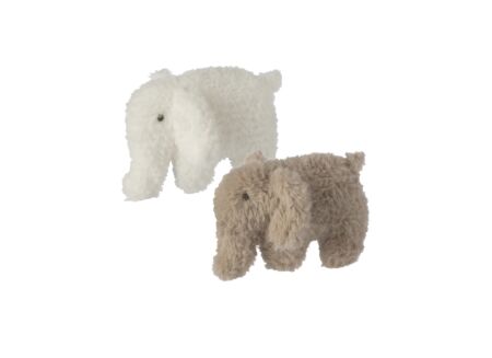 Knuffel Olifant H11cm - polyester - wit & beige