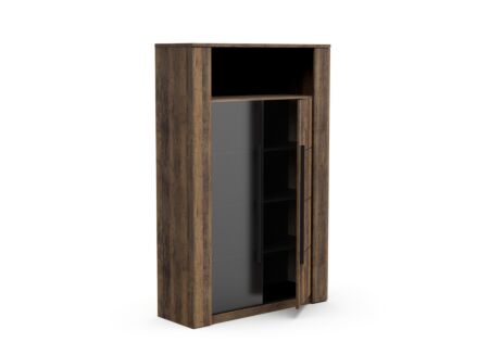 Vitrinekast Monaco 114cm - melamine - saloon eik/zwart