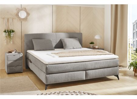 Boxspring Kira Normal 160x200cm - stof - middengrijs