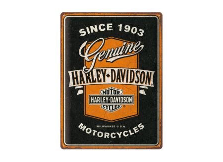 Plakkaat Harley Davidson Genuine Motor 40x30cm - metaal - meerkleurig