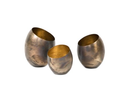 Theelichthouder H11/12/10,5cm - ijzer - Burnt Silver/Antique Copper