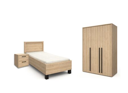 Kinderkamer Tessa met 3-deurskast - melamine - zand eik