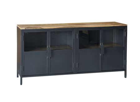 Dressoir Titano 180cm - ijzer & mango massief - grijs & naturel