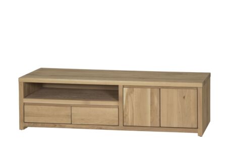Tv-meubel Amarillo 160cm - eik massief & fineer & decor - naturel