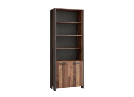 Boekenkast Clif-B 86x42x221cm - meubelplaat - old wood/beton