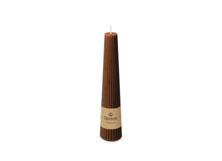 Kaars Obelisk geribbeld 25u bruin