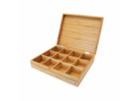 Theedoos 28x23x6,8cm - bamboe - naturel