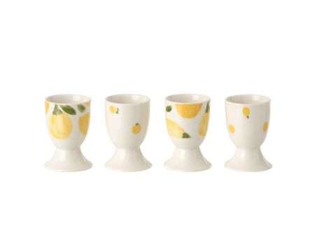 Eierdopje Citroen Ø5cm - keramiek - wit & geel