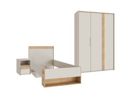 Kinderkamer Wexlin met bed 90x200cm - kleerkast 126cm en 1 nachtkastje