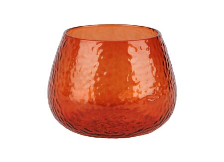 Theelichthouder Hammered H7cm oranje