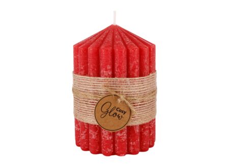 Kaars Ribble Ø7x10cm - paraffine - rood