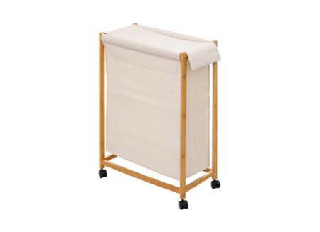 Linnenmand bamboe op wieltjes 55x28x80cm naturel