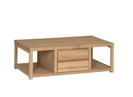 Salontafel Amarillo 120x60cm - eik massief & decor-  naturel  met opbergruimte