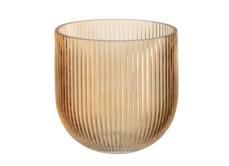 Vaas Gestreept  Ø15,3x15cm - glas - caramel