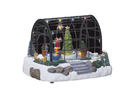Kerstdecoratie Kerstman Serre LED 21,4x17,8x16,4cm - polystone - multicolor