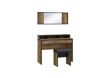 Make-up tafel Jabim met spiegel 110cm - meubelplaat - alpine picea/zwart