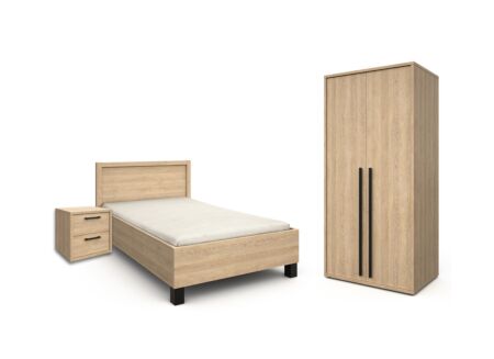 Kinderkamer Tessa met 2-deurskast - melamine - zand eik