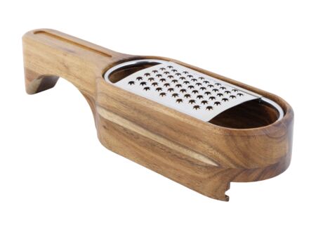 Kaasrasp Aspen 25x7cm - hout & RVS - zilver & bruin
