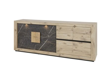 Dressoir Sacha 240cm - melamine - canyon oak & marble