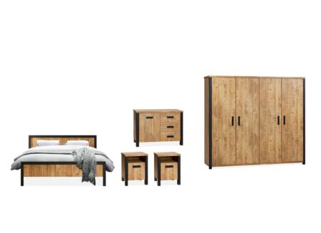 Slaapkamer Fire met bed 140x200cm - kleerkast 251,6cm
