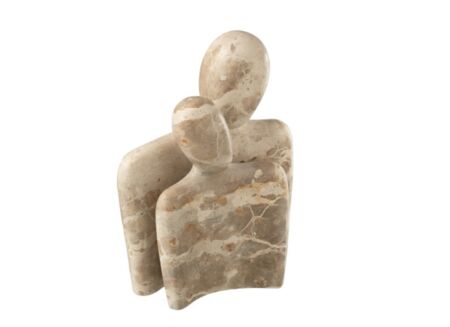 Beeld Koppel Knuffelen H26cm - marmer - beige