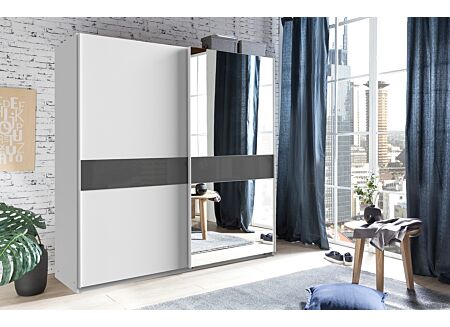 Schuifdeurkast Weimar 135cm - decor - wit/grijs