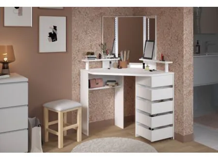 Foto ambiance - Coiffeuse Volage avec miroir 114x114x142cm