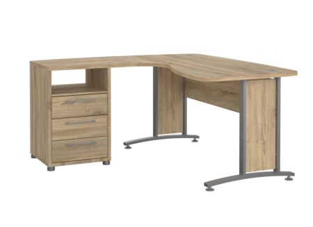 Hoekbureau Prima 150,5x159cm - melamine - eik & zilver