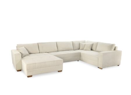 Hoeksalon Brixen 379x227cm - stof - beige met bedfunctie