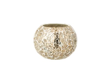 Theelichthouder Bal Gekraakt Ø10x8,5cm - glas - goudkleurig